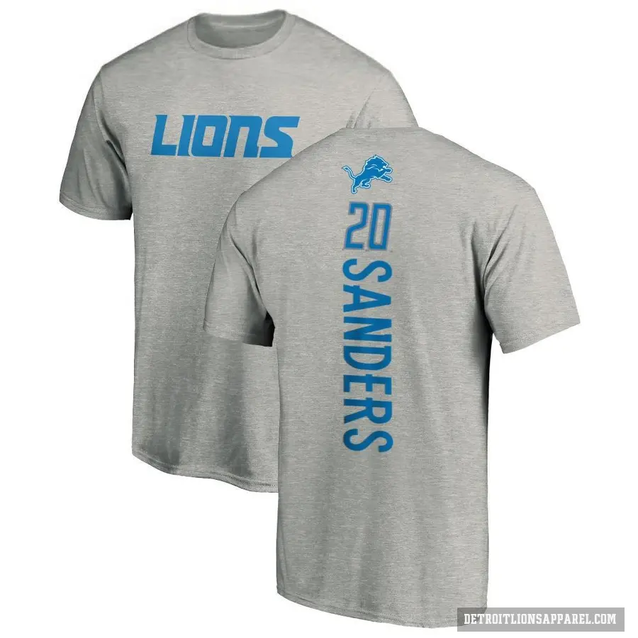 Men's ＃20 Barry Sanders Detroit Lions Ash Backer T-Shirt