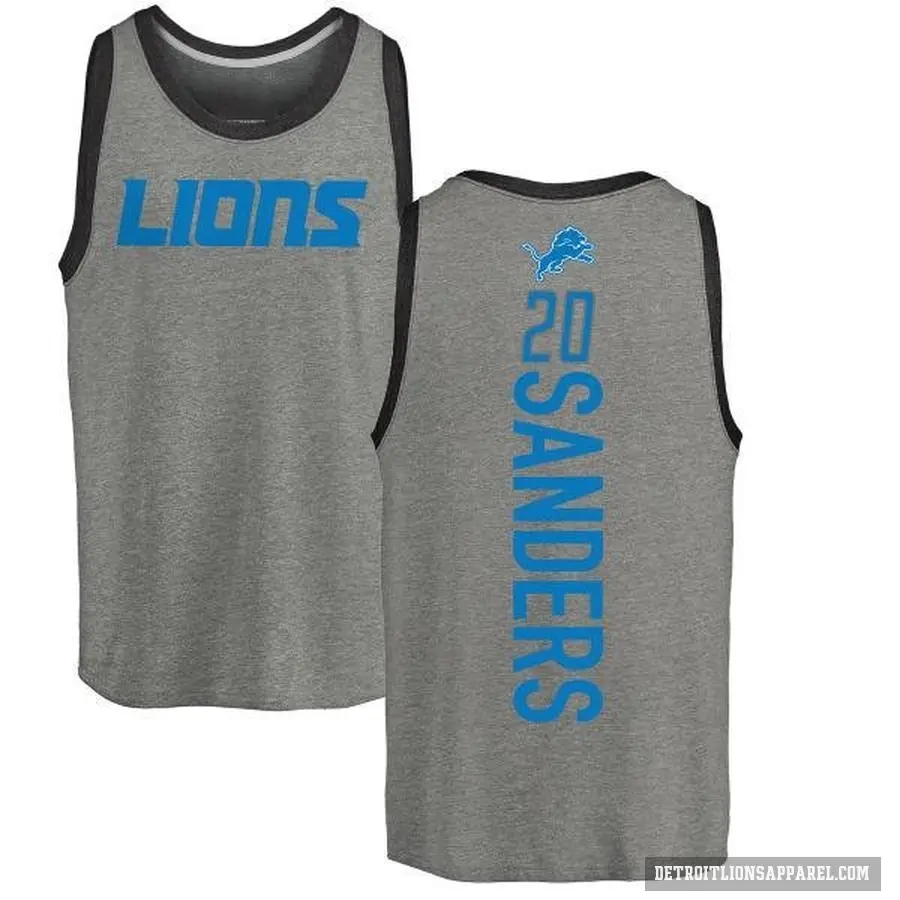 Men's ＃20 Barry Sanders Detroit Lions Ash Backer Tank Top