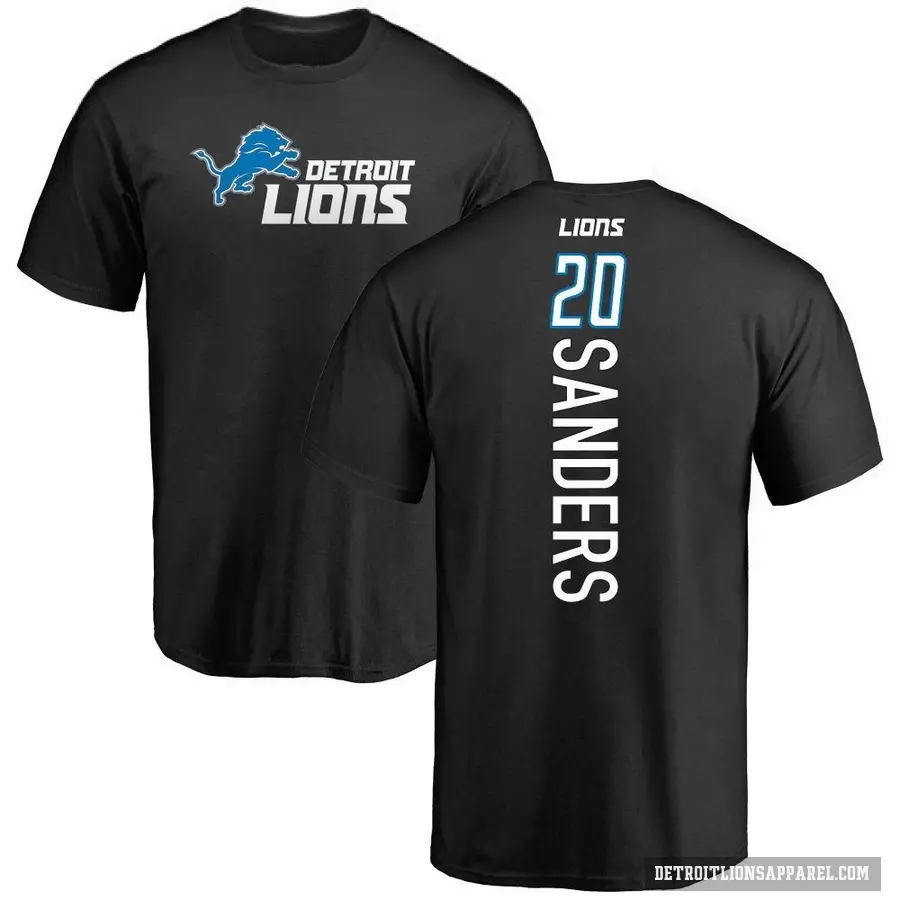 Men's ＃20 Barry Sanders Detroit Lions Black Backer T-Shirt