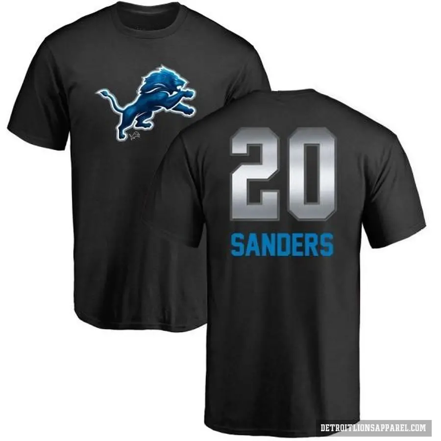 Men's ＃20 Barry Sanders Detroit Lions Black Midnight Mascot T-Shirt