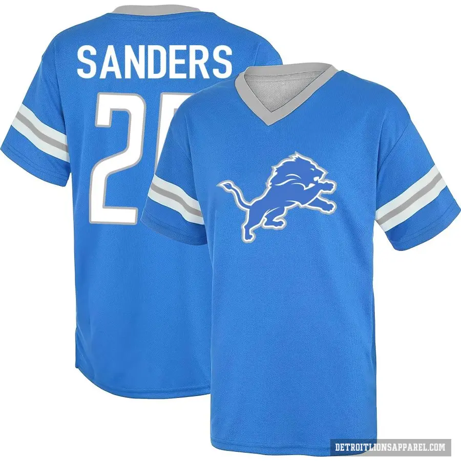 Men's ＃20 Barry Sanders Detroit Lions Blue Los Game Day V-Neck T-Shirt