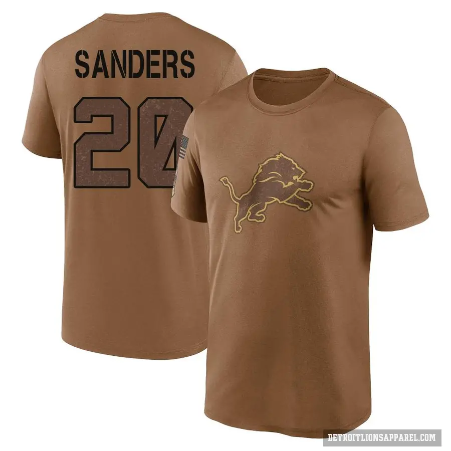 Men's ＃20 Barry Sanders Detroit Lions Brown 2023 Salute To Service Performance T-Shirt