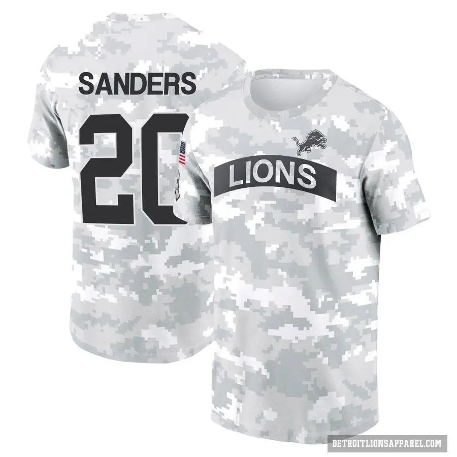 Men's ＃20 Barry Sanders Detroit Lions Camo Arctic 2024 Salute to Service Performance T-Shirt