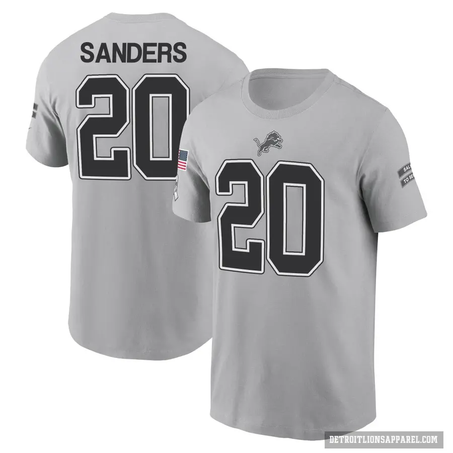 Men's ＃20 Barry Sanders Detroit Lions Gray 2024 Salute to Service T-Shirt