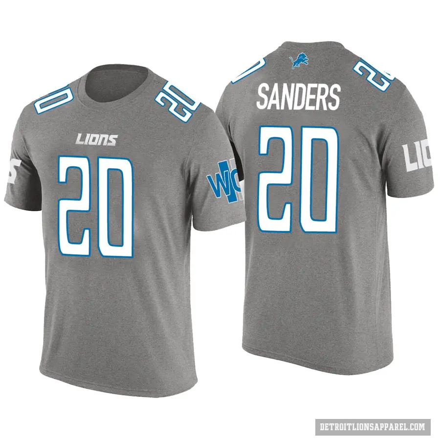 Men's ＃20 Barry Sanders Detroit Lions Gray Color Rush T-Shirt