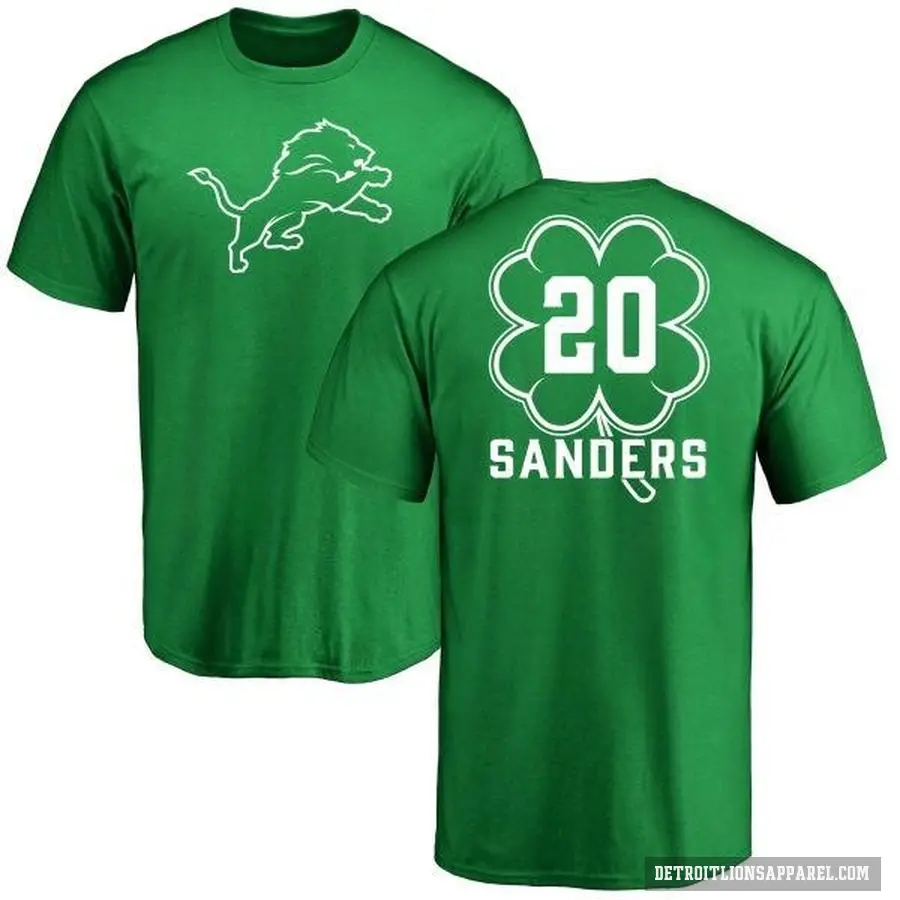 Men's ＃20 Barry Sanders Detroit Lions Green St. Patrick's Day T-Shirt