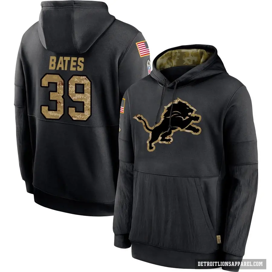 Men's ＃39 Jake Bates Detroit Lions Black 2020 Salute to Service Sideline Performance Pullover Hoodie