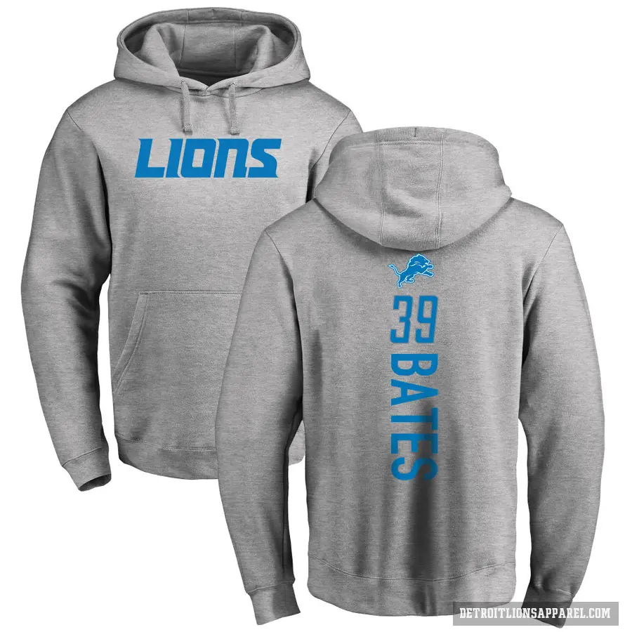 Men's ＃39 Jake Bates Detroit Lions Pro Line Ash Backer Pullover Hoodie