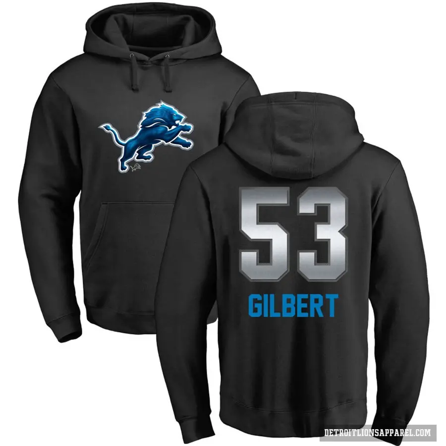 Men's ＃53 DaRon Gilbert Detroit Lions Black Midnight Mascot Pullover Hoodie