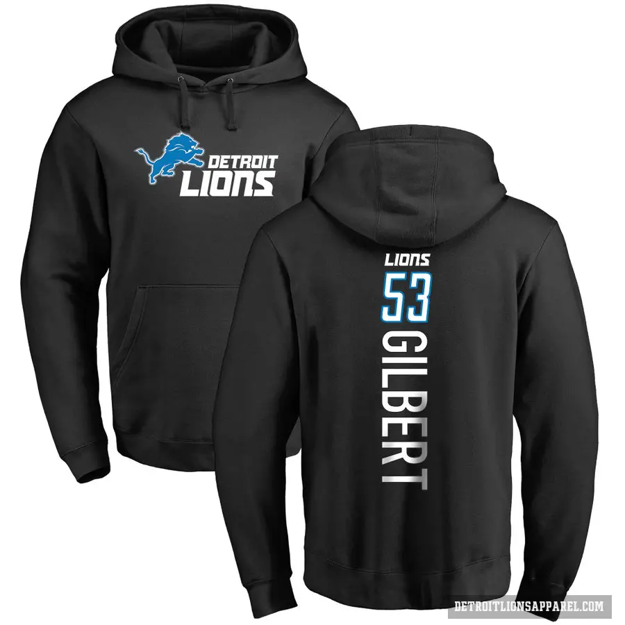 Men's ＃53 DaRon Gilbert Detroit Lions Black Pro Line Backer Pullover Hoodie