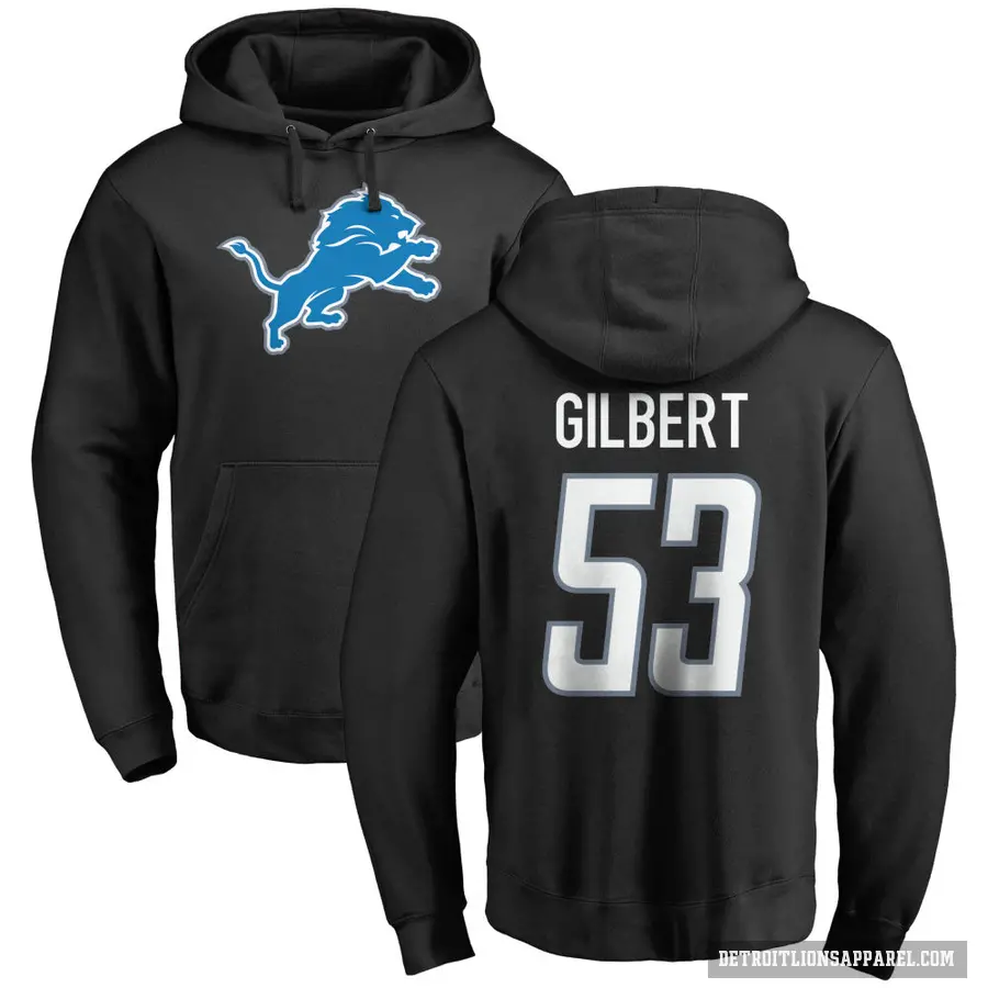 Men's ＃53 DaRon Gilbert Detroit Lions Black Pro Line Logo Pullover Hoodie