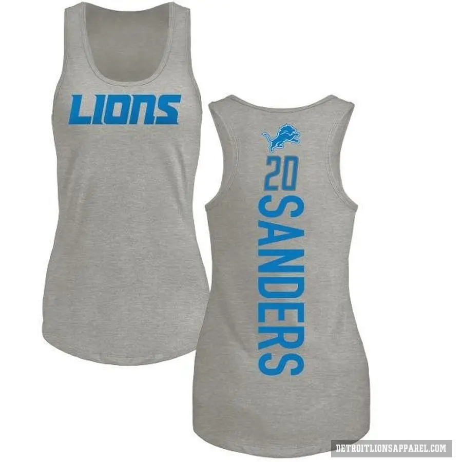 Women's ＃20 Barry Sanders Detroit Lions Ash Backer Tank Top