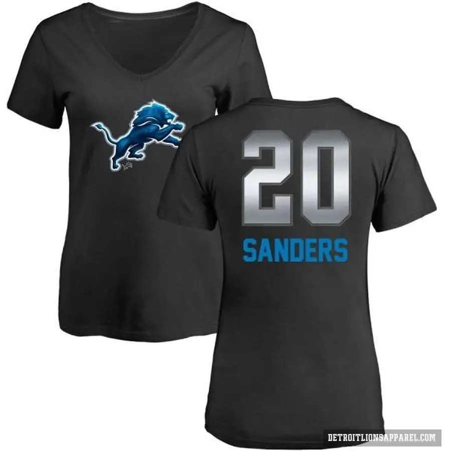 Women's ＃20 Barry Sanders Detroit Lions Black Midnight Mascot T-Shirt