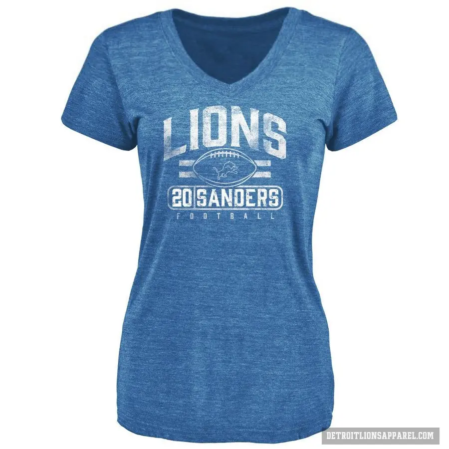 Women's ＃20 Barry Sanders Detroit Lions Blue Flanker T-Shirt