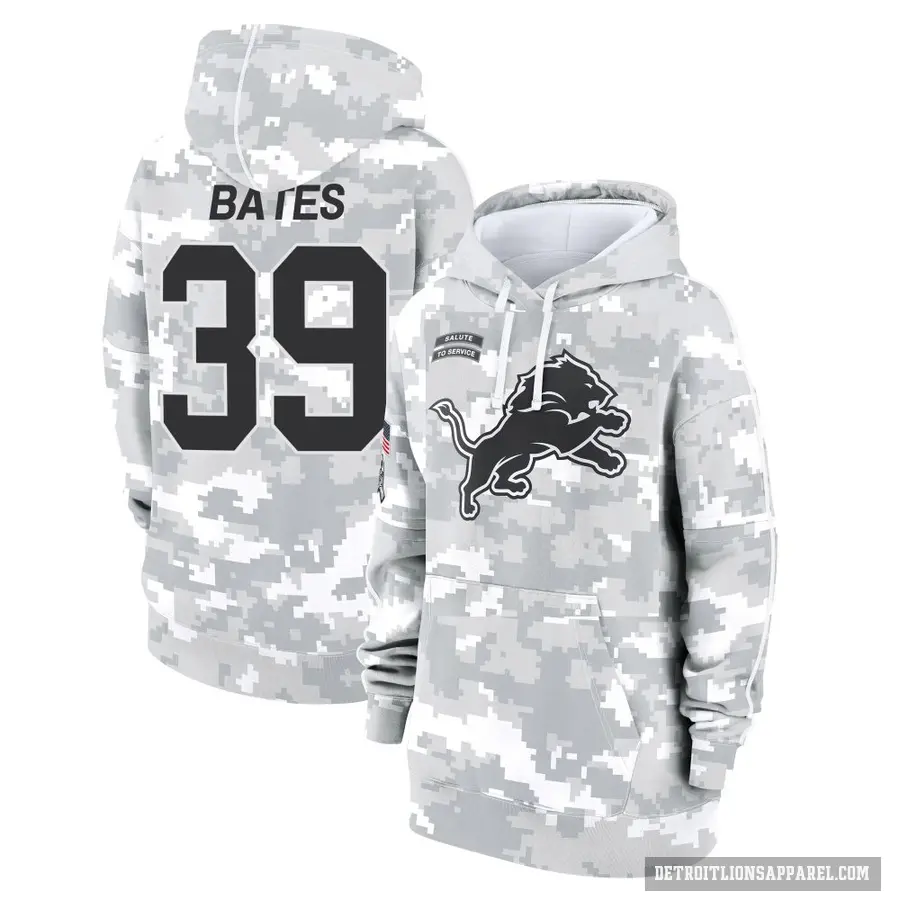 Women's ＃39 Jake Bates Detroit Lions Arctic Camo 2024 Salute to Service Club Fleece Pullover Hoodie