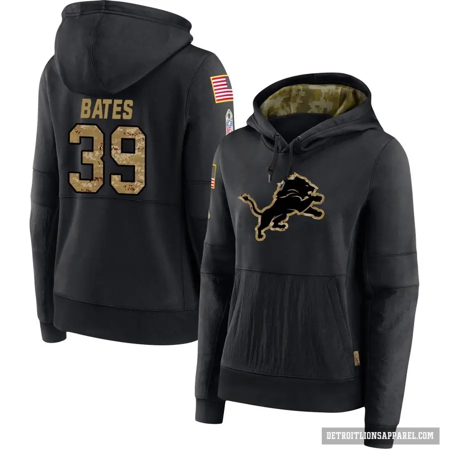 Women's ＃39 Jake Bates Detroit Lions Black 2020 Salute to Service Sideline Performance Pullover Hoodie