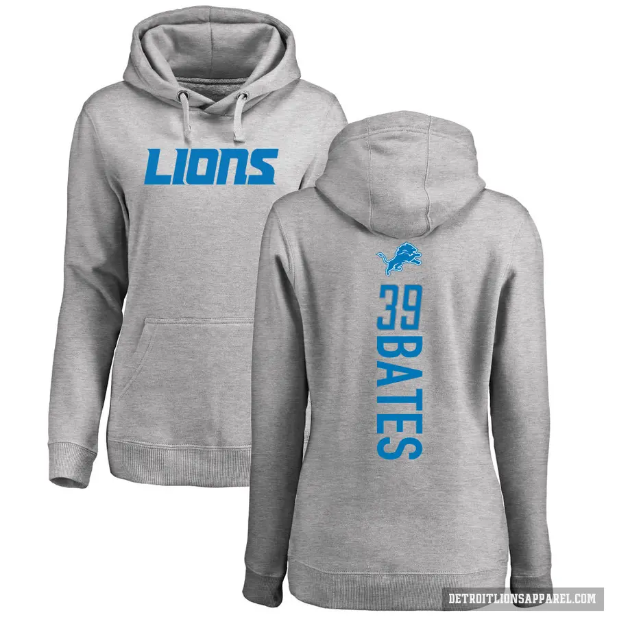 Women's ＃39 Jake Bates Detroit Lions Pro Line Ash Backer Pullover Hoodie