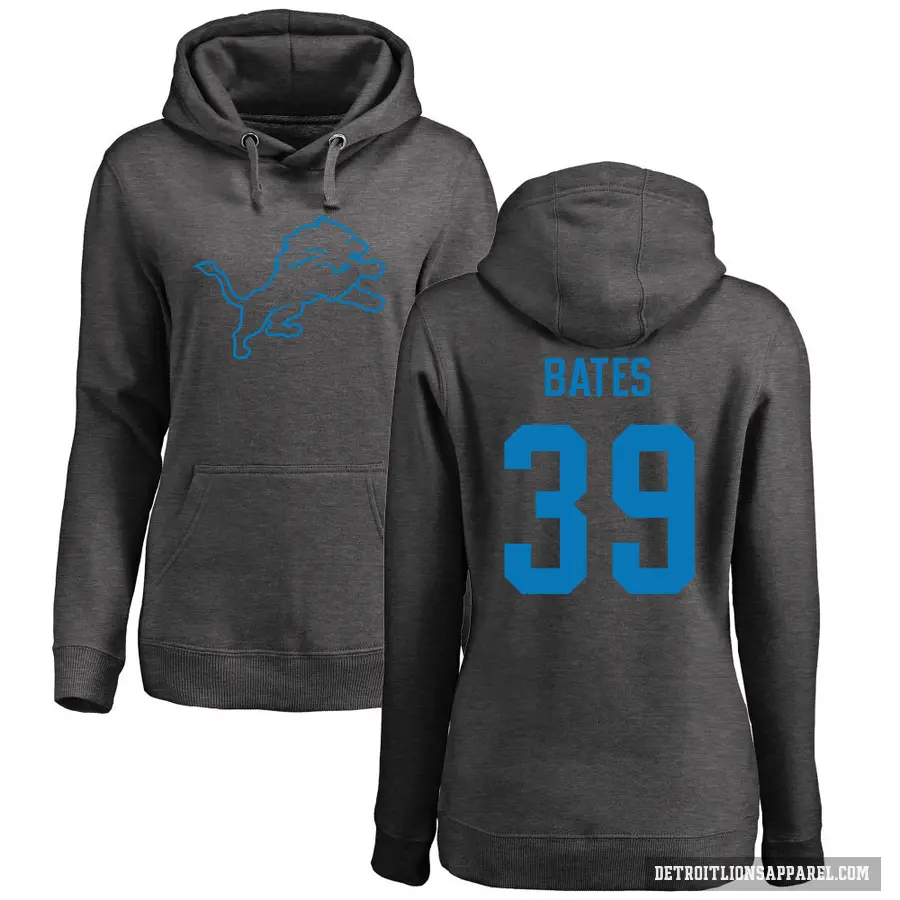 Women's ＃39 Jake Bates Detroit Lions Pro Line by Branded Ash One Color Pullover Hoodie